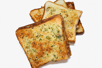 Herbs toast bread on isolated white.