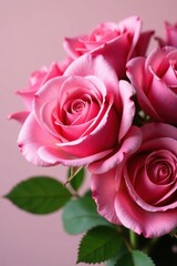 Luscious pink rose bouquet, close-up texture Petals, stems, vibrant color , roses, rose petals, celebration