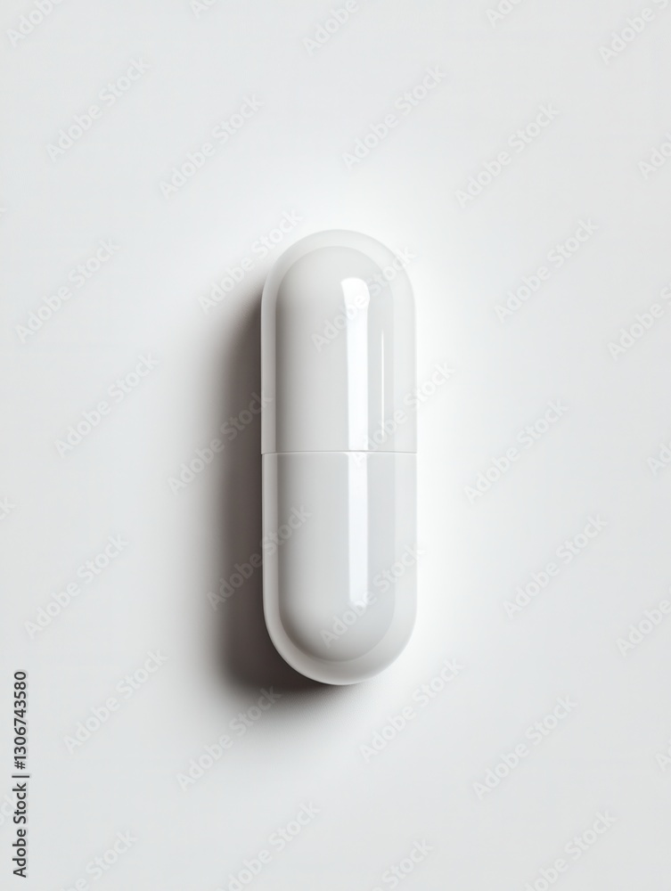 Aufkleber Hyper realistic white capsule centered against a minimalistic clean background with soft shadows Generative AI
