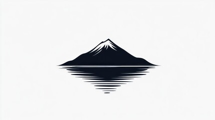 Mountain reflection, calm lake, minimalist design, nature background, logo