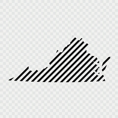 Virginia Map Black, State Border, United States, US America, Transparent Isolated, Variations. Vector. Map of the U.S. state Virginia