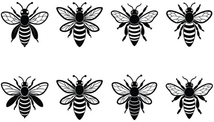 Fototapeta premium Bee vector shilhouette bundle Set Icon.