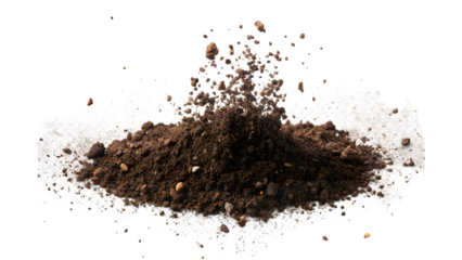 Falling Soil Earth Erosion – Isolated Crumbling Terrain on Transparent Background

