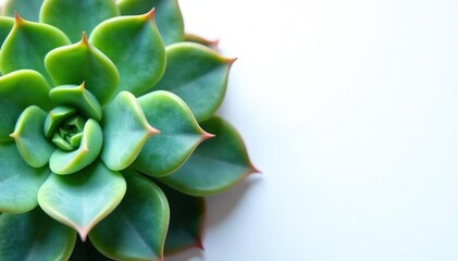 Fototapeta premium Foliage of a succulent plant with thick, fleshy leaves on white paper, texture, botanical