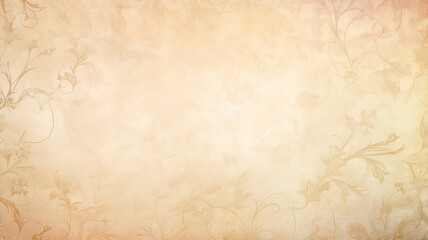 soft pastel color beige background parchment with a thin barely noticeable floral ornament, wallpaper copy space, vintage design