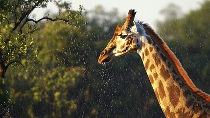Obraz premium Giraffe in Rain Forest