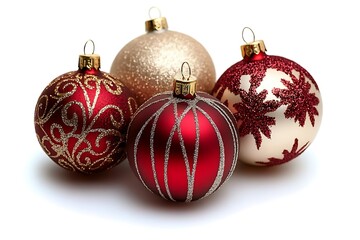 Ornaments stacked on bright white background