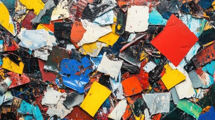 Naklejka premium Abstract mosaic created from brightly colored and textured geometric shapes