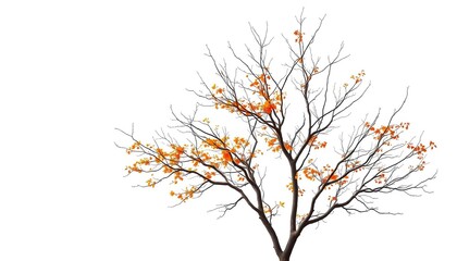 Fototapeta premium Single deciduous tree, stark branches against pure white, branches, simple