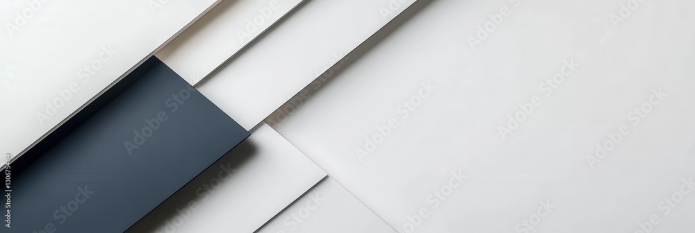 Poster Modern minimalist design featuring soft geometric lines on a white base for a refined and stable background Generative AI
