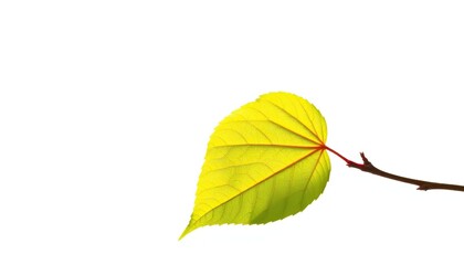 Obraz premium Single leaf, detached from branch, stark white backdrop, background, chlorophyll