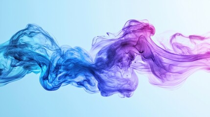Beautiful abstract watercolor swirls painted in gradient blue and violet