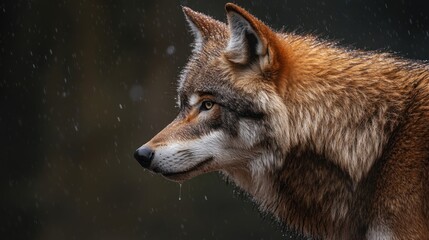 Obraz premium Rainy Forest Wolf Profile