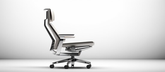Sleek ergonomic office chair positioned against a minimalist white backdrop, ideal for modern workspace designs