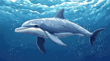 Fototapeta premium dolphin isolated,cartoon illustration style