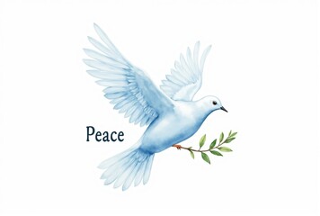 Obraz premium Watercolor Illustration of Dove with Olive Branch