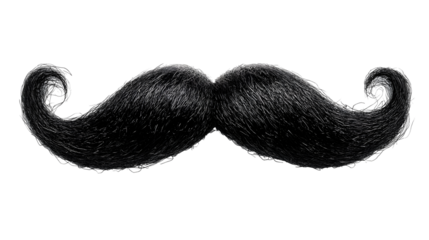 Black Mustache Curls Elegantly Isolated on White Background