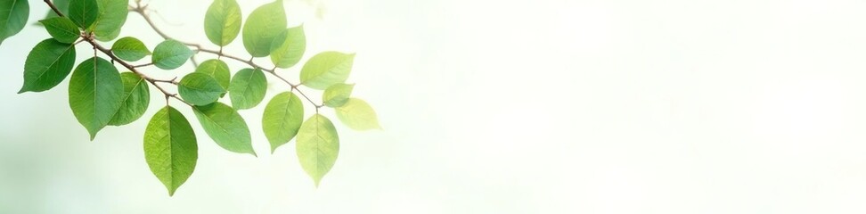 Fototapeta premium Leafy branches isolated on a plain white canvas, nature, foliage, background