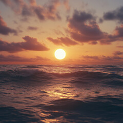 Obraz premium A blurry image of a sunset with a soft, dreamy background creating a peaceful and serene atmosphere perfect for calming digital backgrounds and artistic nature-inspired decor sunset over the sea