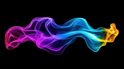 Colorful flowing abstract art gracefully swirling across a dark background