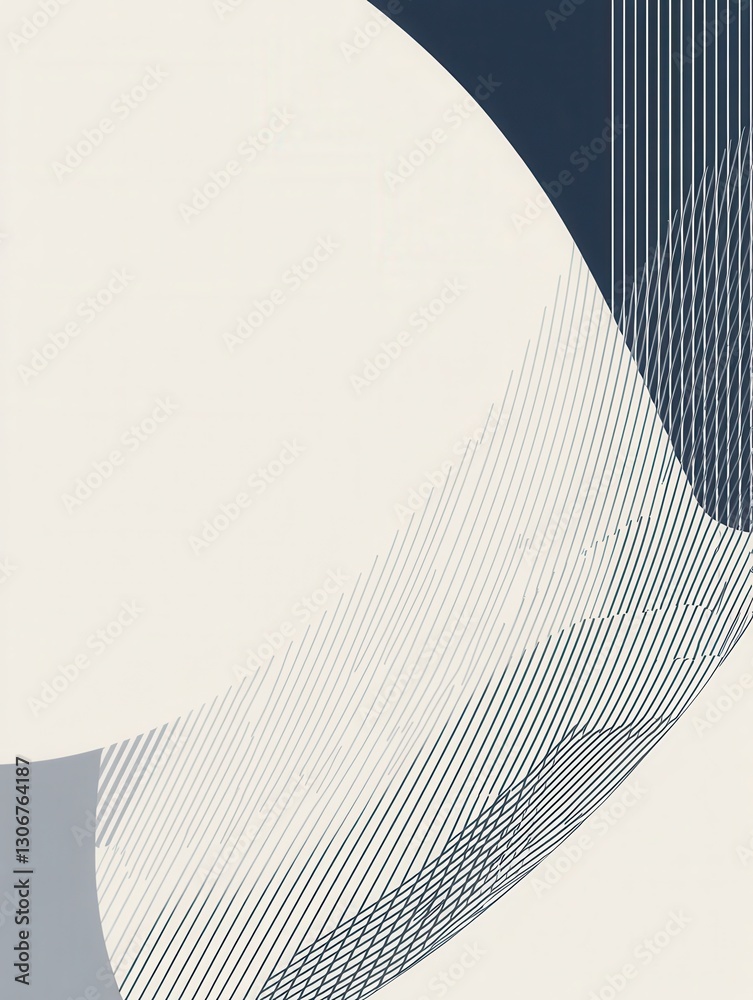 Poster Modern minimalist background with geometric lines in soft gray and navy blue for creative presentations Generative AI