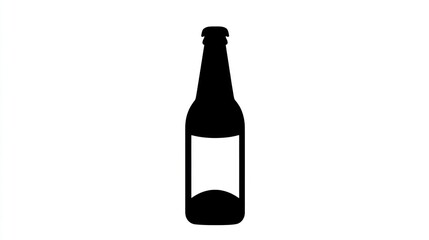 Beer bottle, blank label, white background, beverage icon