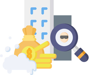 Fraud Identification Icon in Flat Color Style. Simple Vector Design. Simple Vector Flat Icon