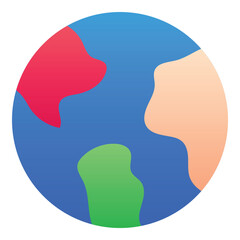 Gradient color icon, illustration for World, globe, earth, planet.