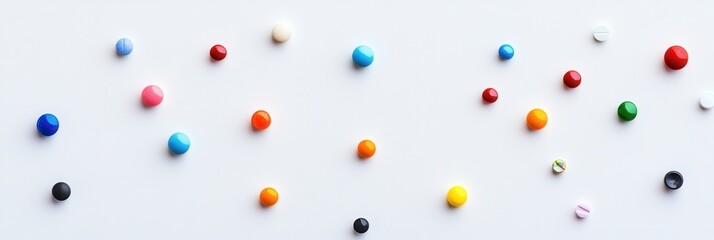 Colorful array of capsules on a minimalist background highlighting medical themes and detailed lighting Generative AI