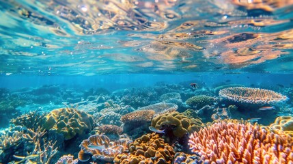 Obraz premium Vibrant Underwater Coral Reef Paradise: A Stunning View of Tropical Marine Life