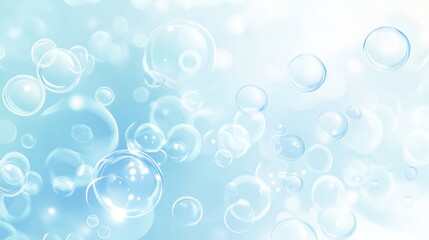 Graphic of bubbles, simple shapes, white background, light blue color palette art style, clip art