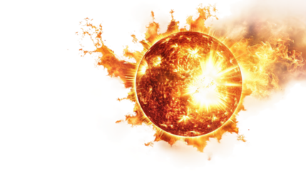 The solar flare, a sudden outburst of high-energy radiation from the sun, often disrupting satellite communications isolated on transparent background