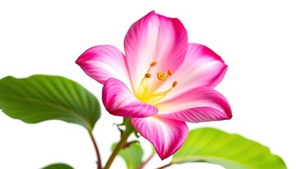 Fototapeta premium Single vibrant bloom, petals unfurled against pure white, nature, white background