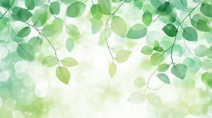 Fototapeta premium Fresh green leaves, sunlight, bokeh, nature