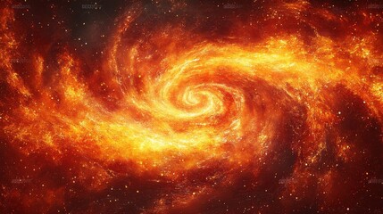 Fototapeta premium Fiery cosmic swirl, nebula background, space art, design