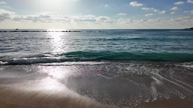 Sea wave video clip.  Ocean vawe 4k video. Travel coast vacation beach video.