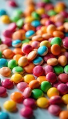 Piles of colorful sweets scattered on a table, holiday, treats, candies