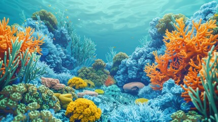 Fototapeta premium Vibrant Underwater Coral Reef Paradise