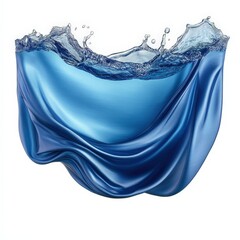 Abstract Blue Silk Water Wave: Aquatic Fluid Motion in Nature's Textile Design Isolated on white background