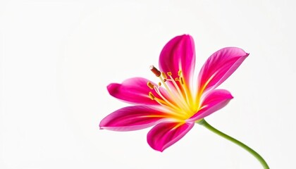 Naklejka premium A single vibrant bloom, petals unfurled, set against a pure white backdrop, wallpaper, natural