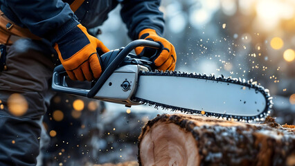 worker with chainsaw . Generative AI