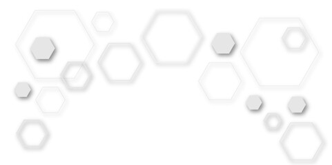 Abstract Geometric Hexagonal Structure with a Clean White and Subtle Grey Color Palette, Ideal for Technology-Themed Templates, Wallpapers, and Vector-Based Graphic Design
