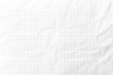 White paper with a grid texture background, a crumpled sheet of white graph paper, vector illustration, white background, detailed, high resolution. 