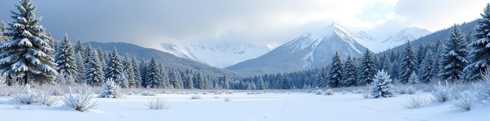Obraz premium Dead spruce trees scattered across the snow-covered ground, nature, forest, mountain