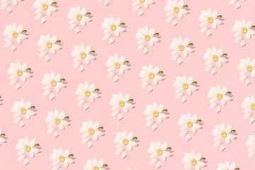 seamless  pastel pink pattern with spring flowers
