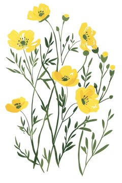 yellow flowers on white background clip art preview