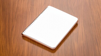 Fototapeta premium Minimalist blank notebook on a wooden table, clean design, soft natural lighting,