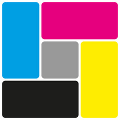 CMYK Colours Bento Grid Box Layout