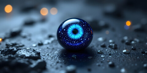 Concept photo of evil eye bead with space for text	
