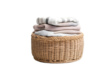 Obraz premium Neatly folded clothes in wicker basket